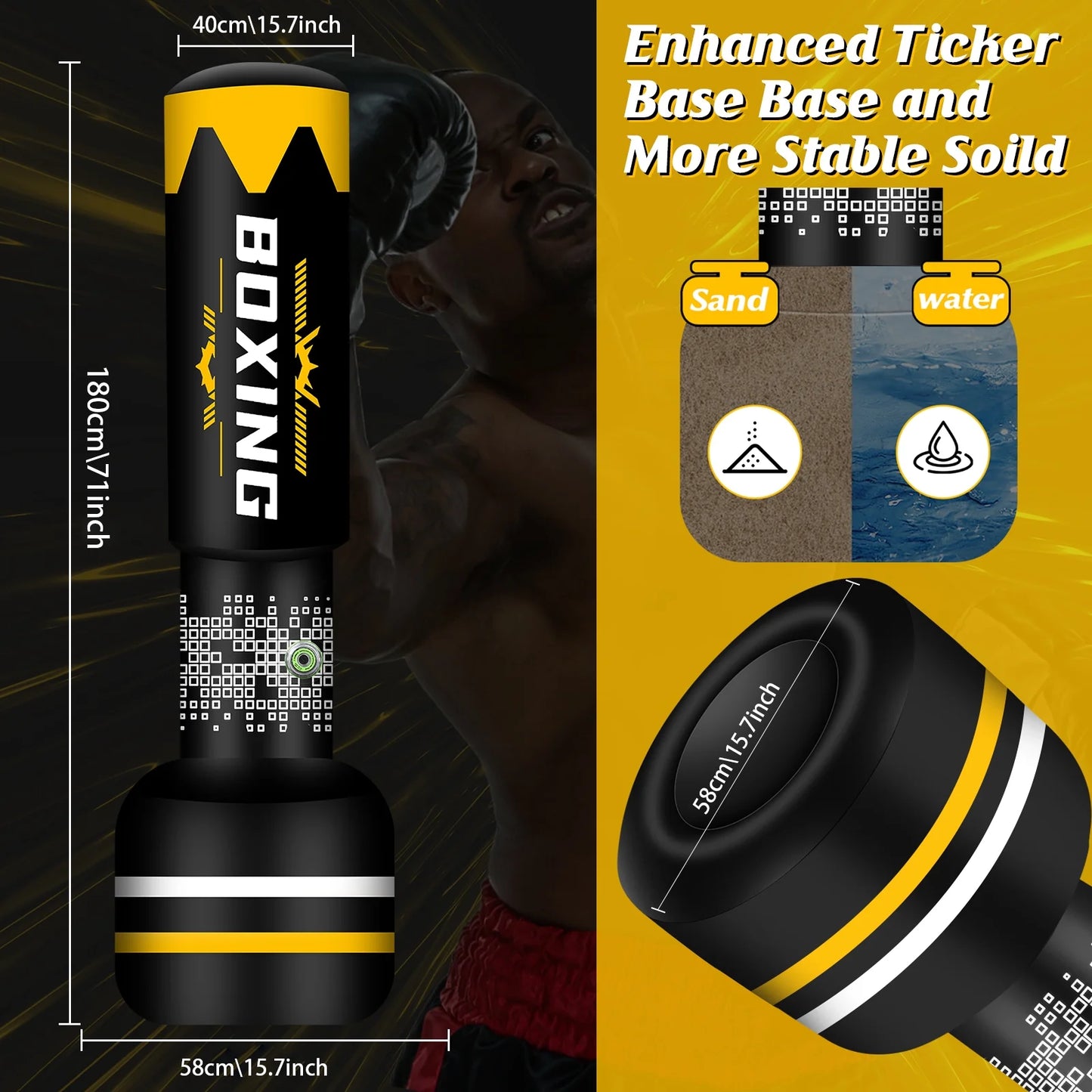 Saco de boxeo de pie para adultos, saco pesado con soporte, sacos de boxeo inflables, saco de kickboxing independiente