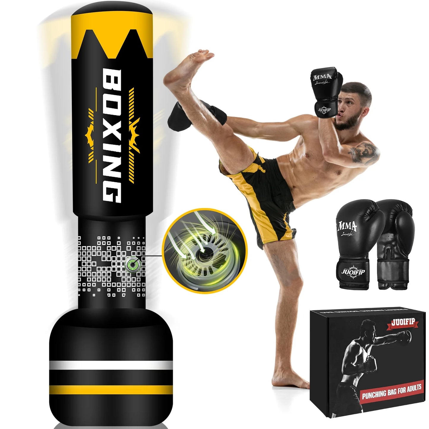Saco de boxeo de pie para adultos, saco pesado con soporte, sacos de boxeo inflables, saco de kickboxing independiente
