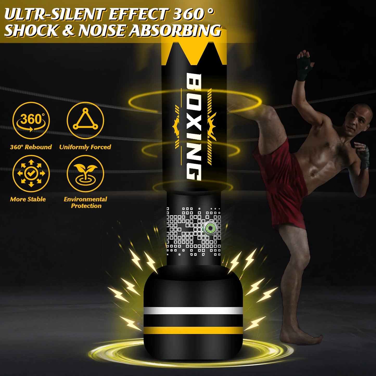 Saco de boxeo de pie para adultos, saco pesado con soporte, sacos de boxeo inflables, saco de kickboxing independiente