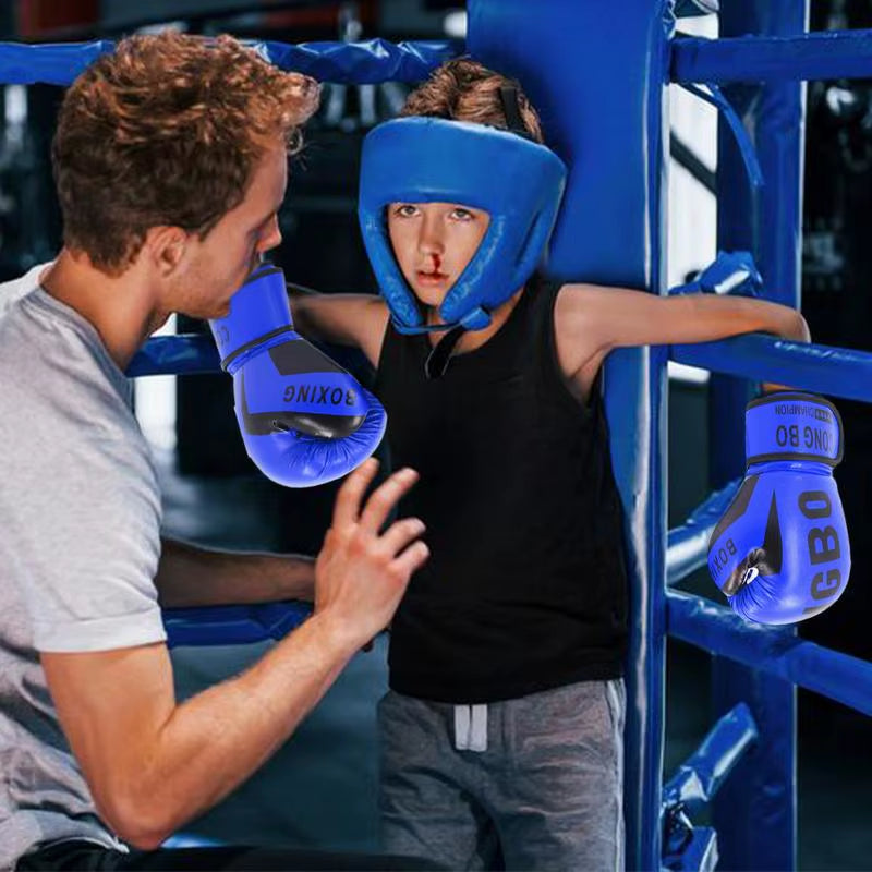 1 par de manoplas de boxeo de cuero suave para entrenamiento de boxeo, kickboxing, muay thai, para niños.