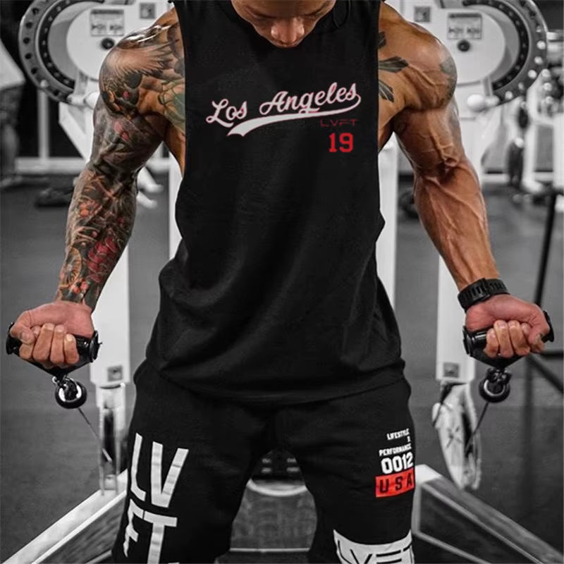 Camiseta sin mangas para hombre para entrenamiento, gimnasio, musculación, ropa deportiva, informal, de algodón