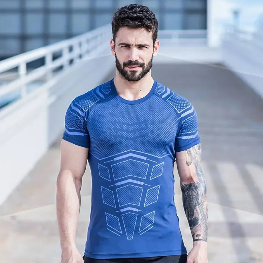 Camiseta holgada de secado rápido para hombre, ropa de entrenamiento para correr, de verano, moderna, con personalidad, cuello redondo y manga corta.