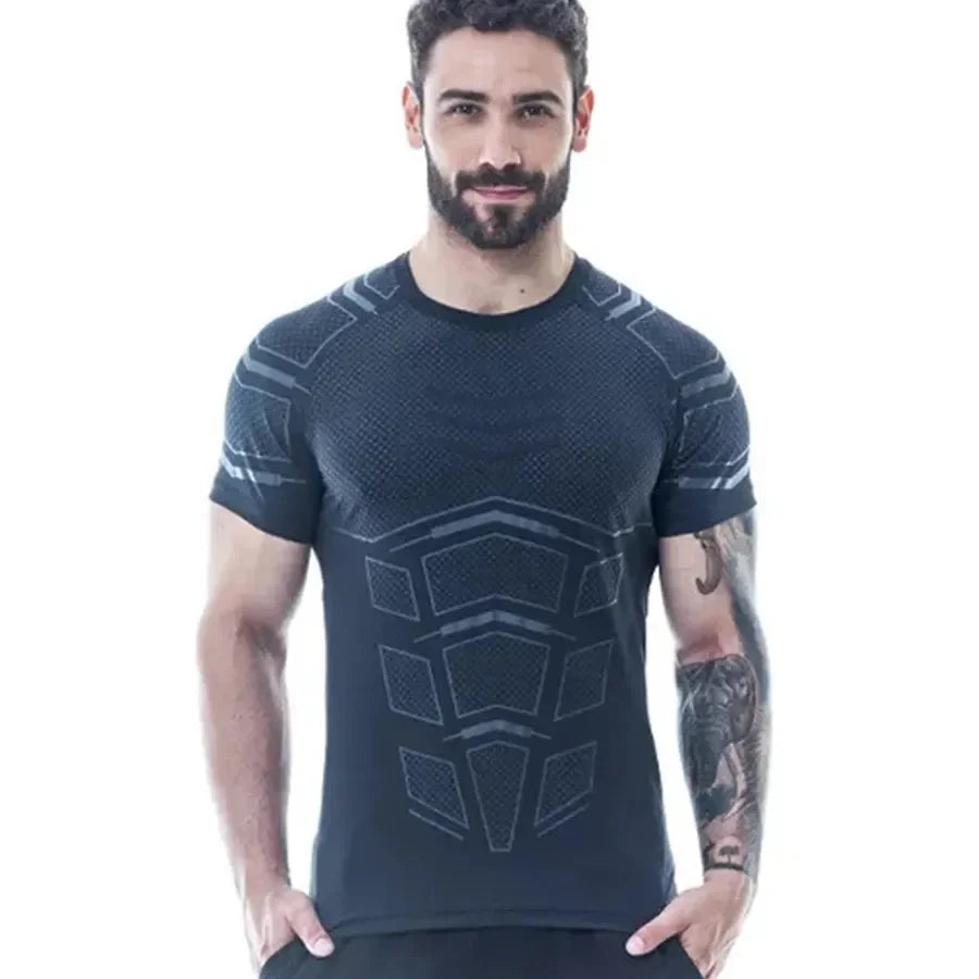 Camiseta holgada de secado rápido para hombre, ropa de entrenamiento para correr, de verano, moderna, con personalidad, cuello redondo y manga corta.