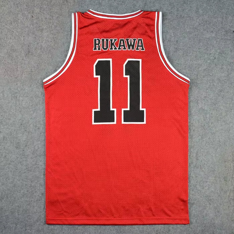 Camisa de Shohoku NO.11 Kaede Rukawa, camiseta roja de baloncesto, ropa deportiva, uniforme de equipo, chaleco para hombre