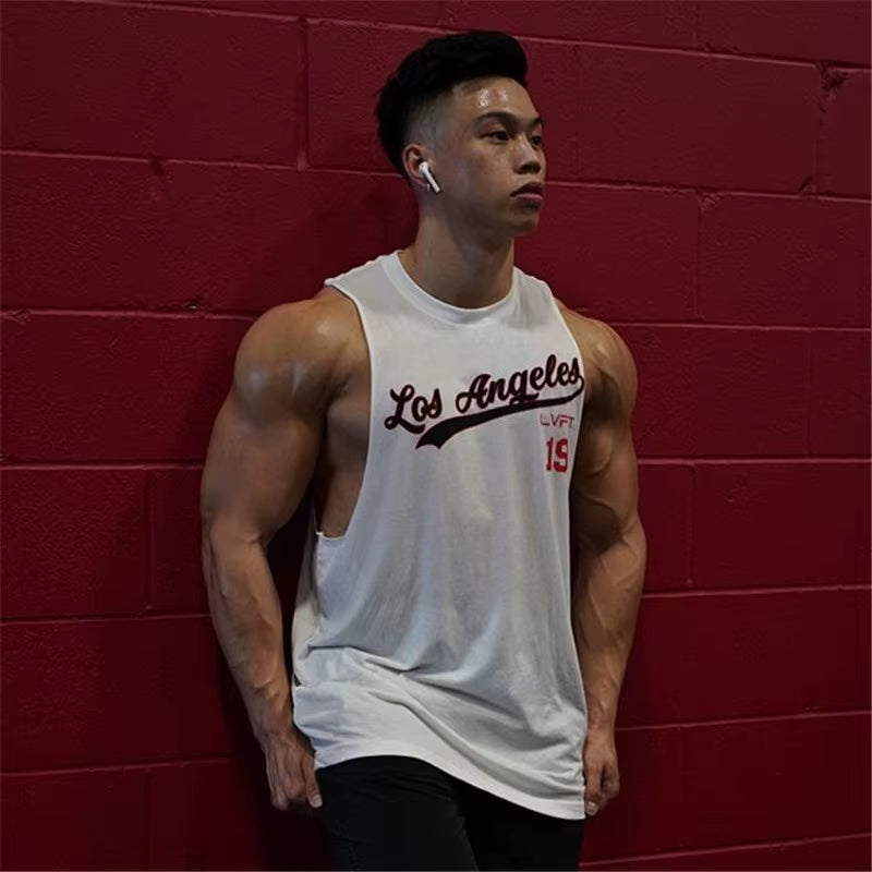 Camiseta sin mangas para hombre para entrenamiento, gimnasio, musculación, ropa deportiva, informal, de algodón