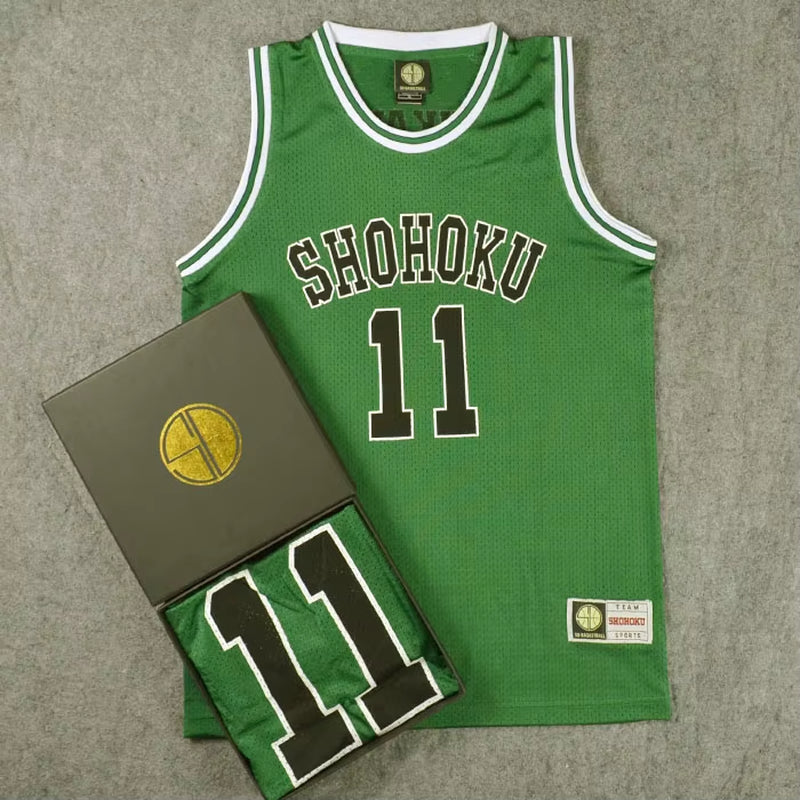 Camisa de Shohoku NO.11 Kaede Rukawa, camiseta roja de baloncesto, ropa deportiva, uniforme de equipo, chaleco para hombre