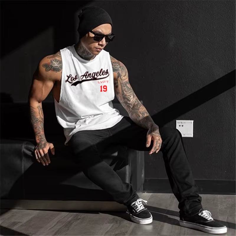 Camiseta sin mangas para hombre para entrenamiento, gimnasio, musculación, ropa deportiva, informal, de algodón