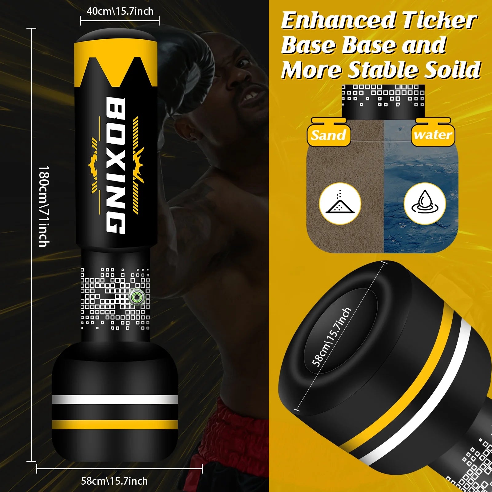 Saco de boxeo de pie para adultos, saco pesado con soporte, sacos de boxeo inflables, saco de kickboxing independiente