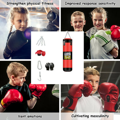 Saco de boxeo colgante para niños, ideal para entrenamiento de velocidad, gimnasio, con guantes y accesorios.