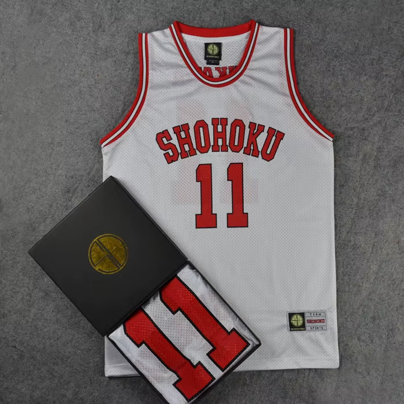 Camisa de Shohoku NO.11 Kaede Rukawa, camiseta roja de baloncesto, ropa deportiva, uniforme de equipo, chaleco para hombre