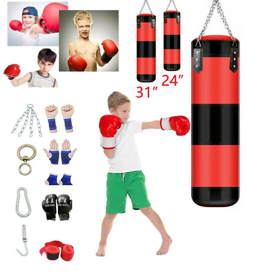 Saco de boxeo colgante para niños, ideal para entrenamiento de velocidad, gimnasio, con guantes y accesorios.