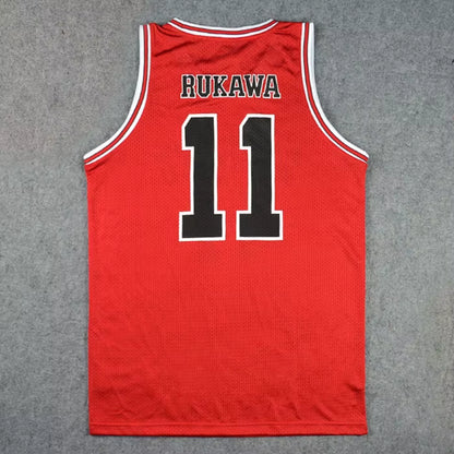 Camisa de Shohoku NO.11 Kaede Rukawa, camiseta roja de baloncesto, ropa deportiva, uniforme de equipo, chaleco para hombre