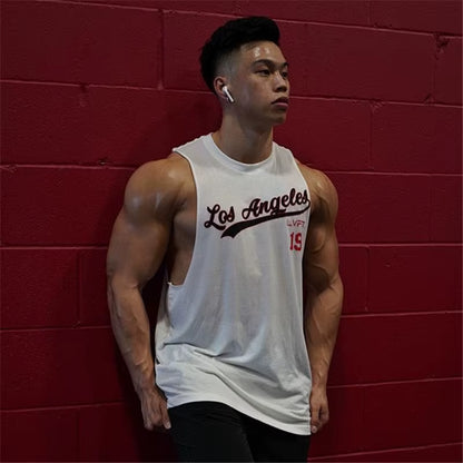 Camiseta sin mangas para hombre para entrenamiento, gimnasio, musculación, ropa deportiva, informal, de algodón