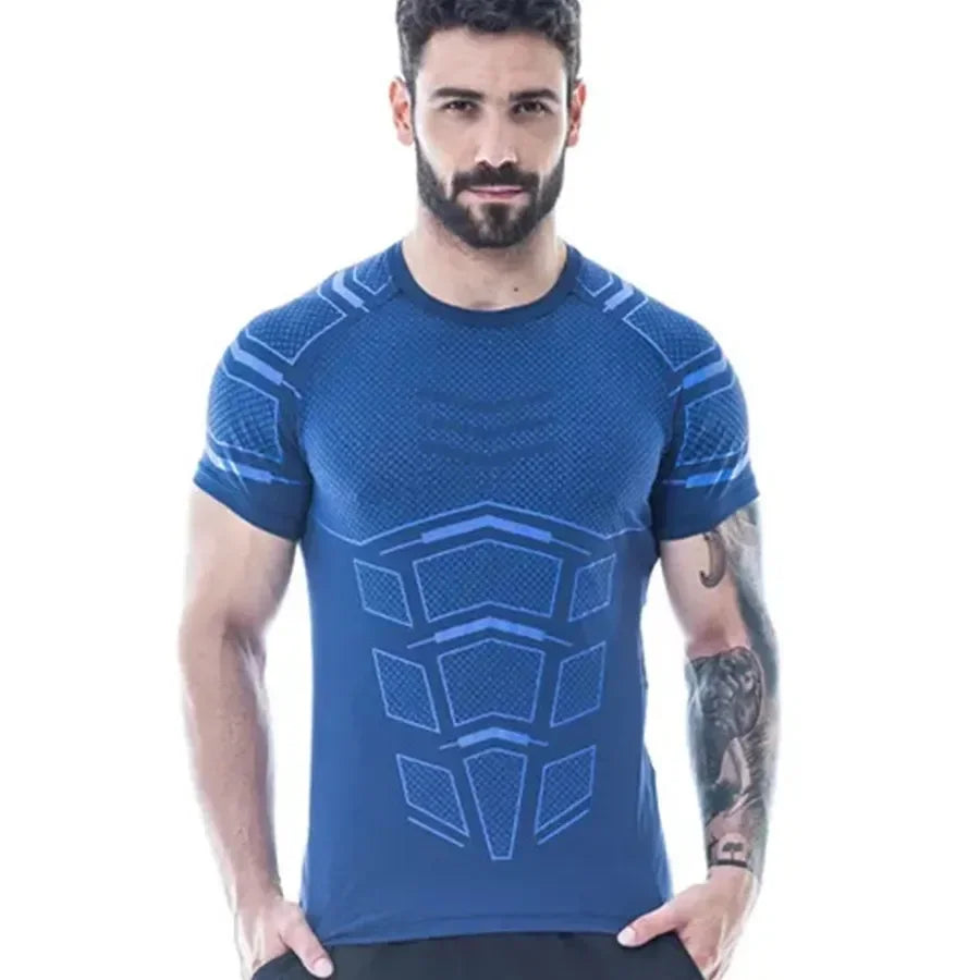 Camiseta holgada de secado rápido para hombre, ropa de entrenamiento para correr, de verano, moderna, con personalidad, cuello redondo y manga corta.